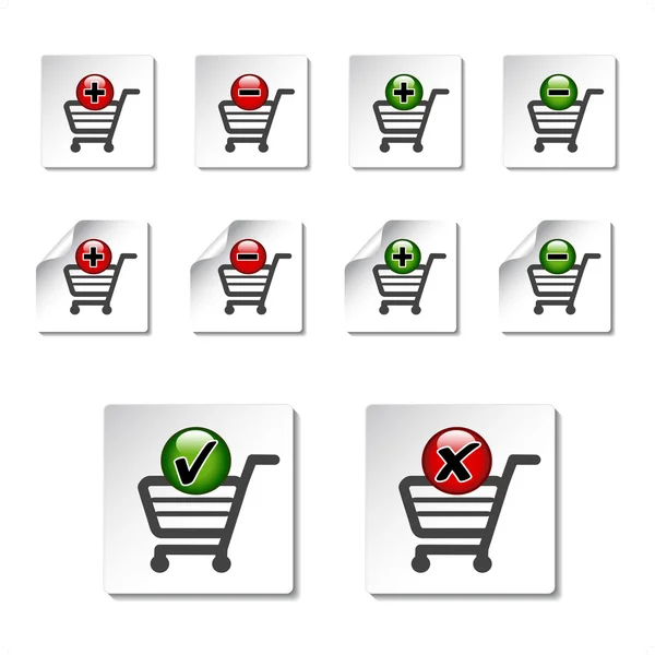 Vektor Lägg till ta bort shopping cart objekt — Stock vektor