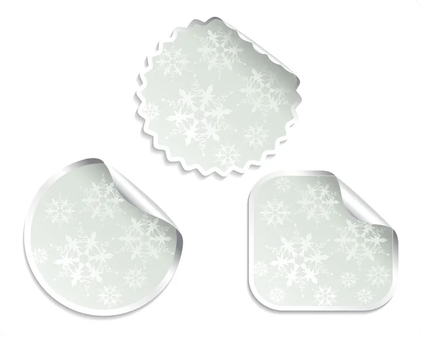 Vector Christmas offer stickers with snowflakes — Stok Vektör