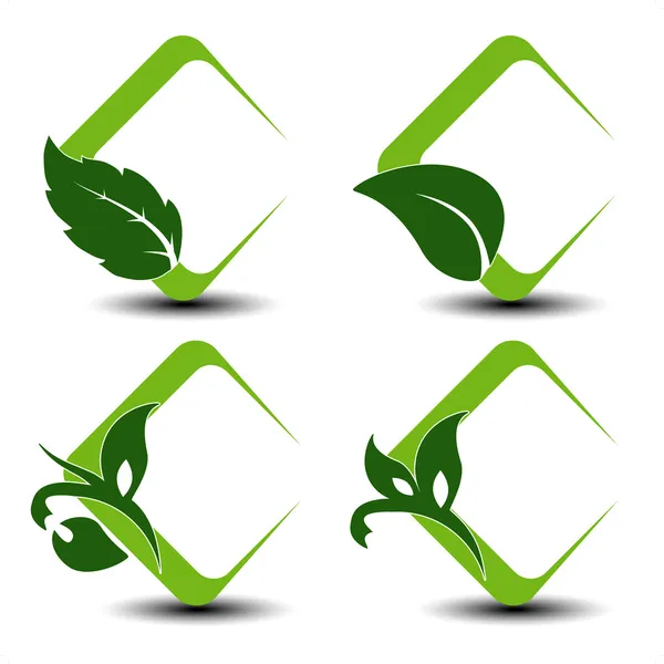 Vector natuurlijke symbolen met blad — Stockvector