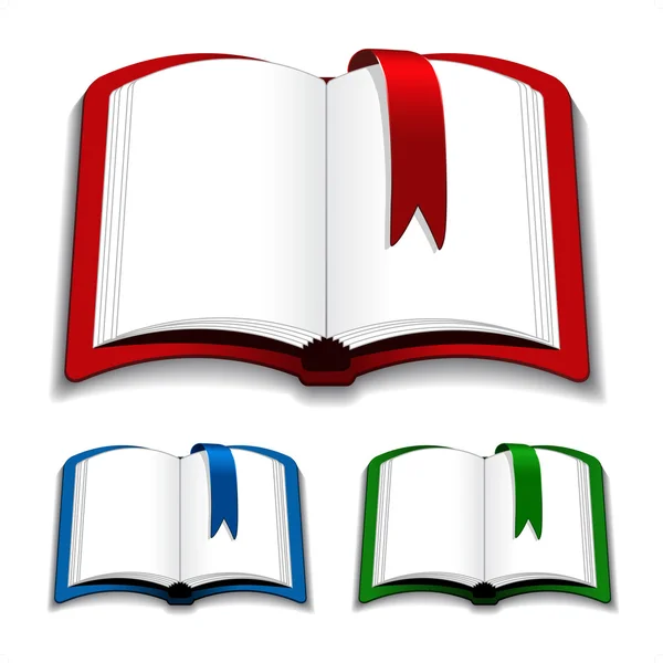 Vector libros abiertos con marcador — Vector de stock