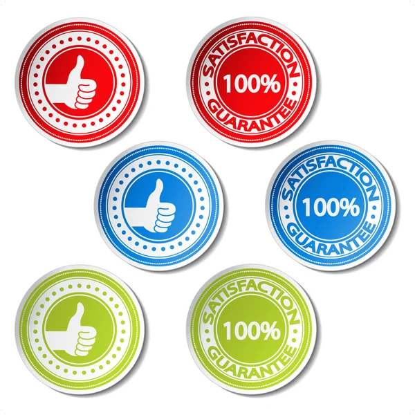 Vector tevredenheid garanderen stickers - gebaar hand — Stockvector