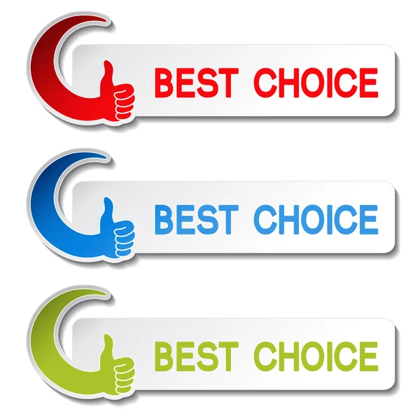 Vector best choice stickers - gesture hand — Stock Vector