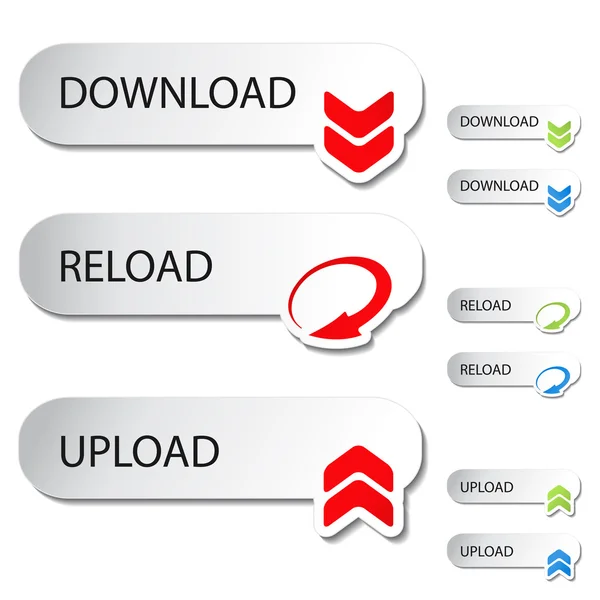 Vector knoppen - reload, downloaden, uploaden — Stockvector