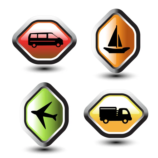Vector set of transport pointers - car, ship, plane — Stock Vector