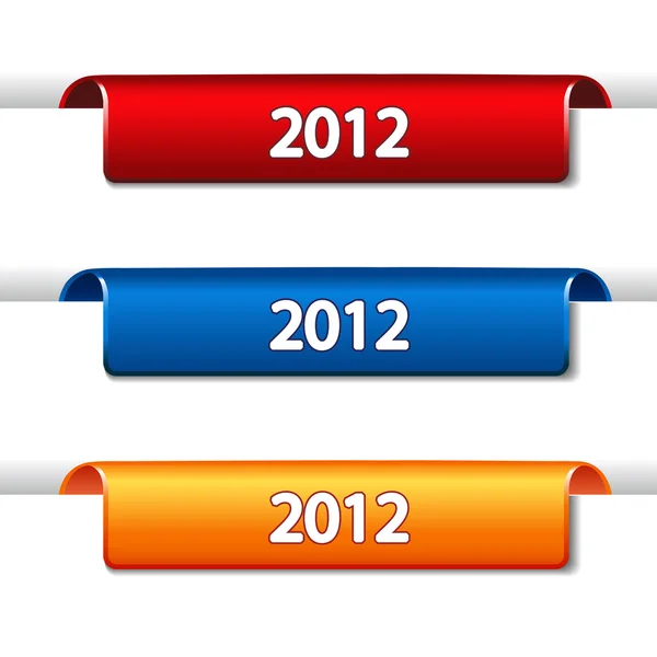 Vektorové 2012 popisky - ohýbané pásku na webové stránce — Stockový vektor