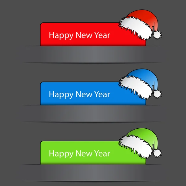 Vektorové šťastný nový rok 2012 štítky s santa hat — Stockový vektor