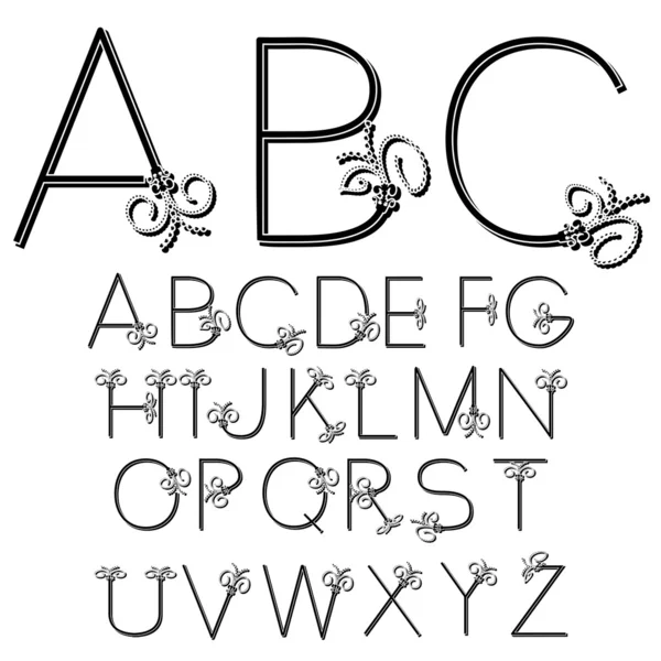 Alfabet fonta hitam dan putih vektor - Stok Vektor