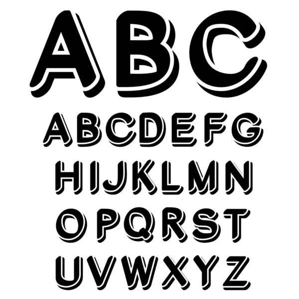 Alphabet de police vectoriel noir et blanc — Image vectorielle