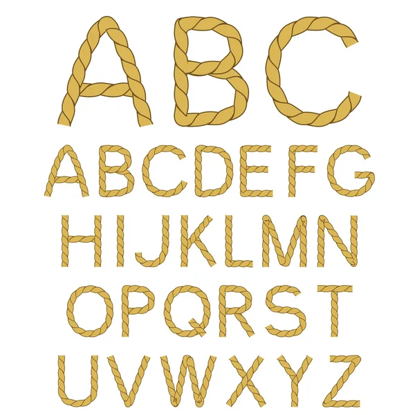 Vector touw lettertype alfabet — Stockvector