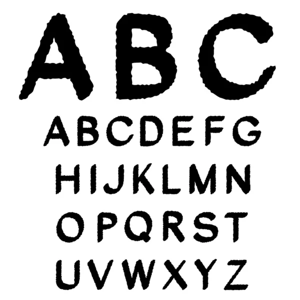 Alfabeto de fuente vectorial en blanco y negro — Vector de stock