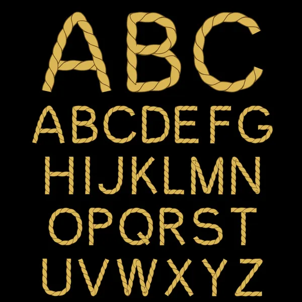 Vector rope font alphabet — Stock Vector