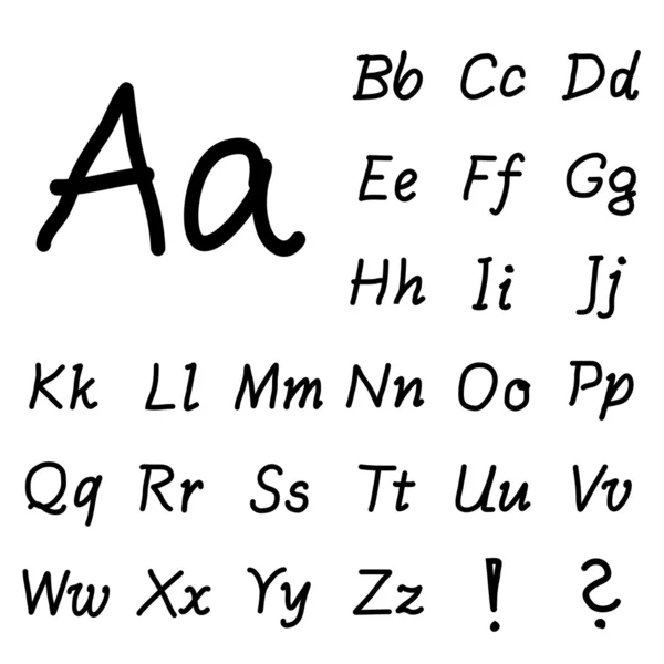Vector zwarte hand tekenen lettertype alfabet — Stockvector