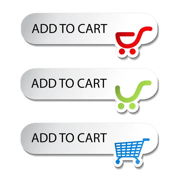 Vector carrito de compras artículo - añadir botones Vectores de stock libres de derechos