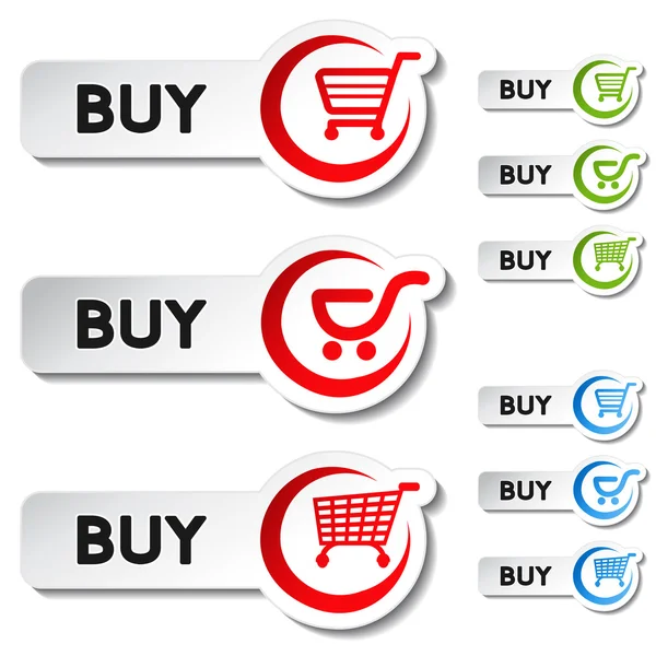 Vector carrito artículo - botón de compra Ilustraciones de stock libres de derechos
