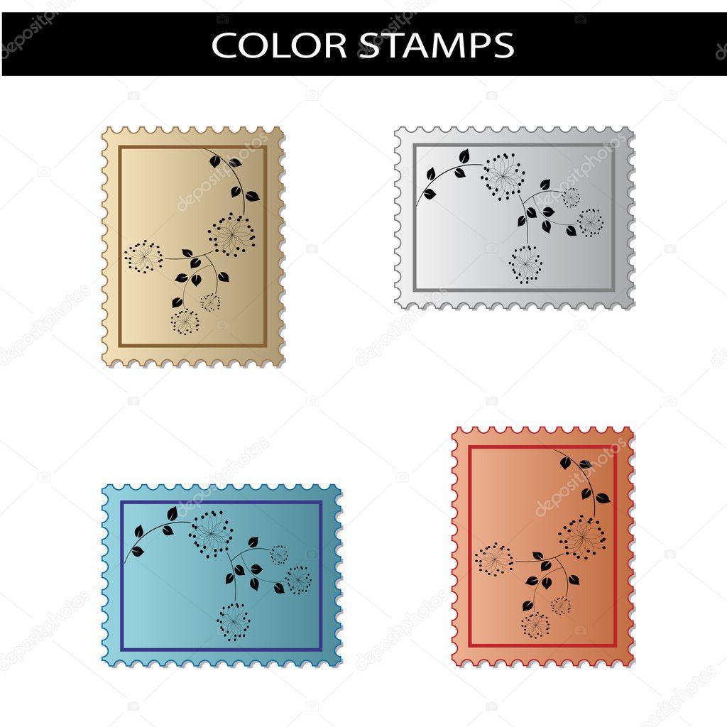 Vector stamps with flower design