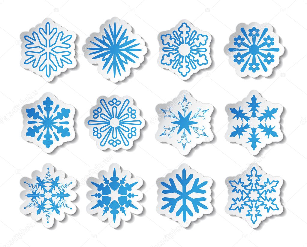 Vector stickers of snowflake