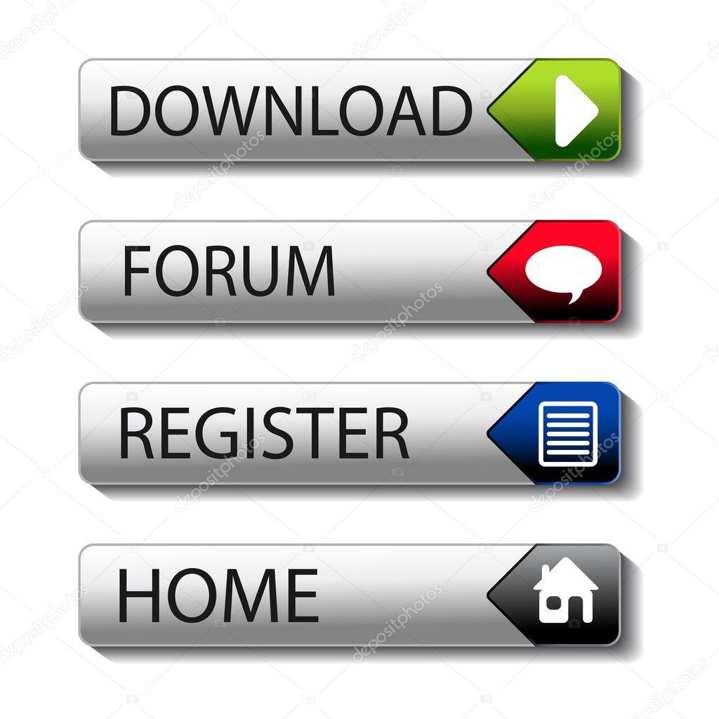 Vector buttons - download, forum, register, home
