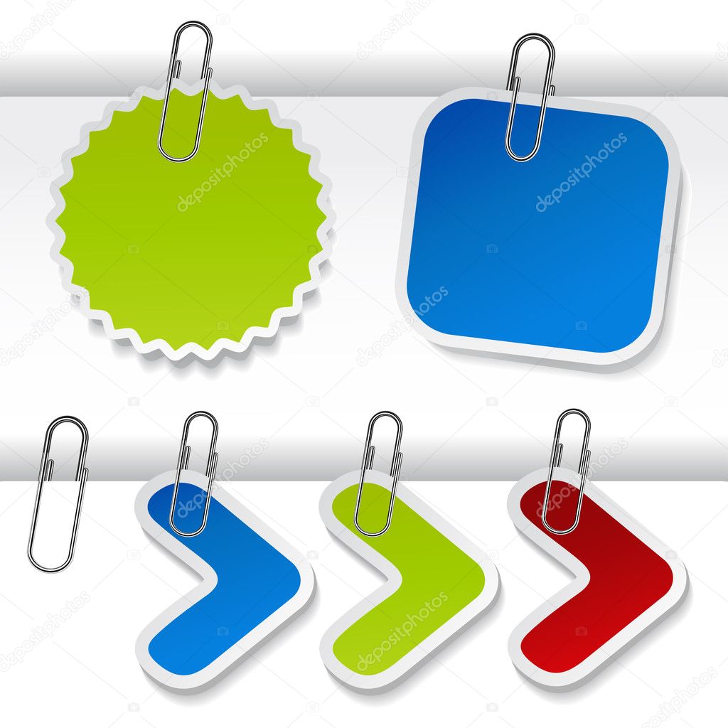 Vector advertising labels with paperclip