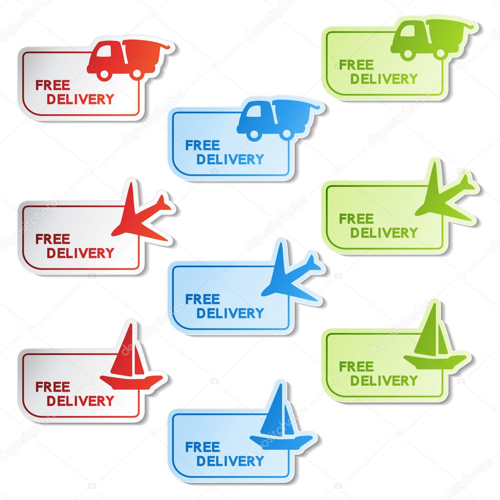 Vector stickers of free delivery