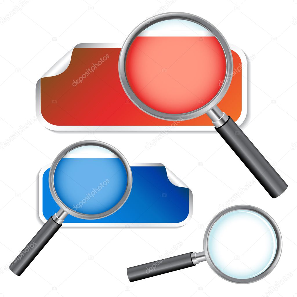 Vector stickers with magnifier for text
