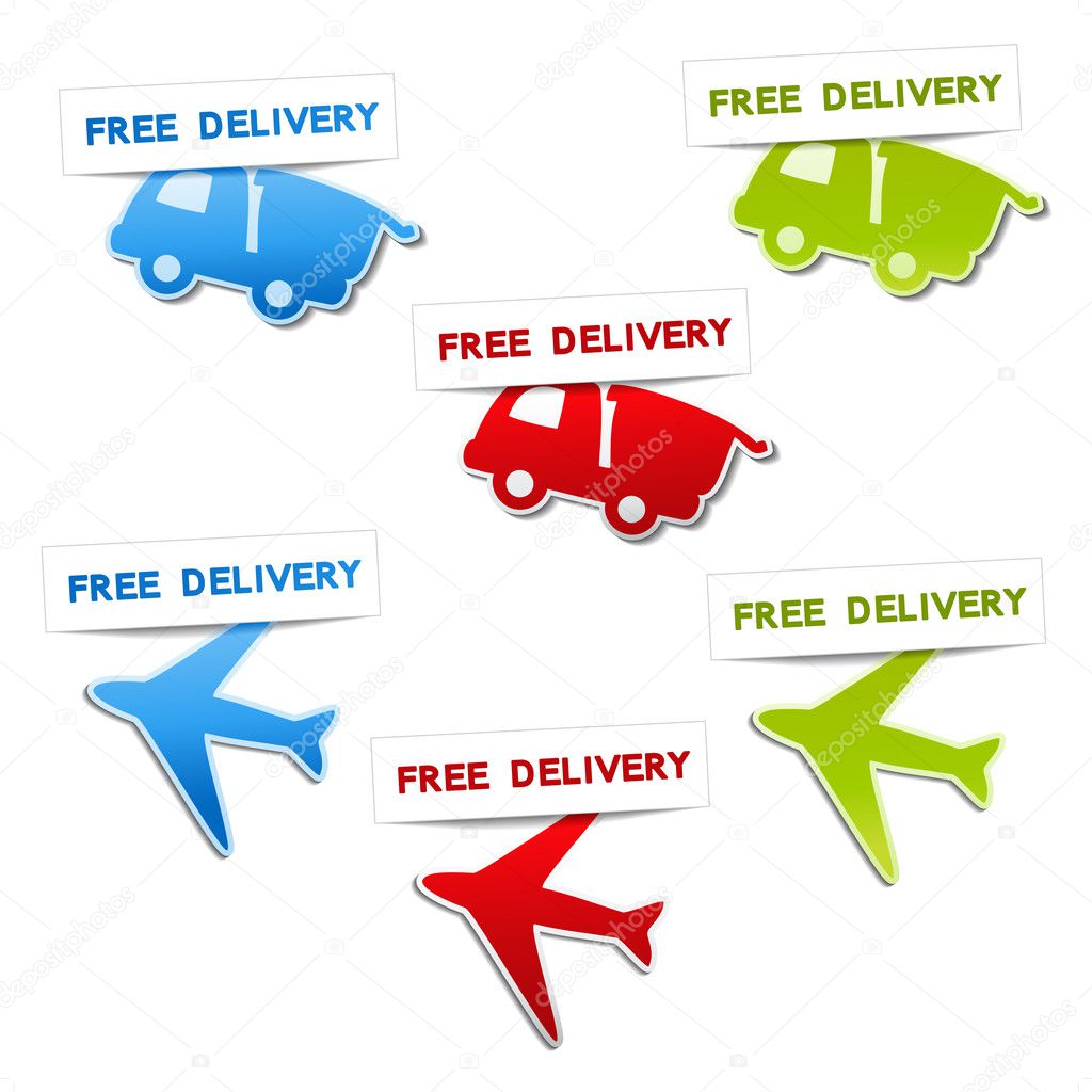 Vector symbols for delivery - car, airplane