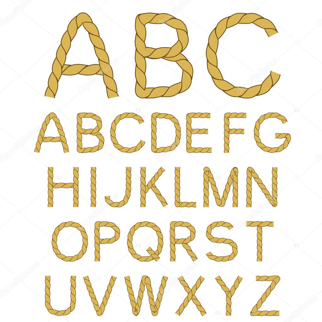Vector rope font alphabet