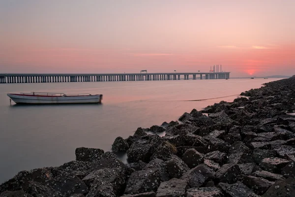 Ponte di attraversamento del mare di Qingdao — Foto Stock