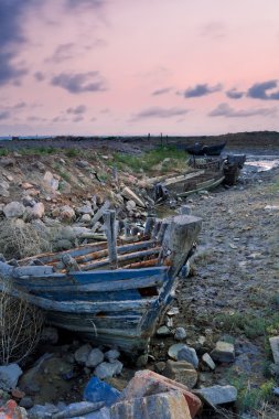 Abandoned and the boat clipart