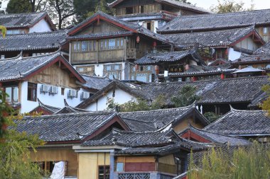 Lijiang ancient city building clipart