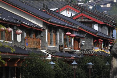 The old town of lijiang building clipart