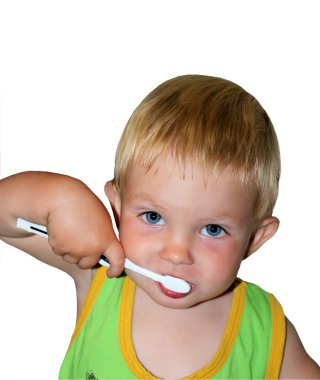 Brushes his teeth in the morning clipart