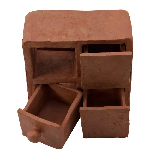 Nära upp skott av tre keramiska lådor — Stockfoto