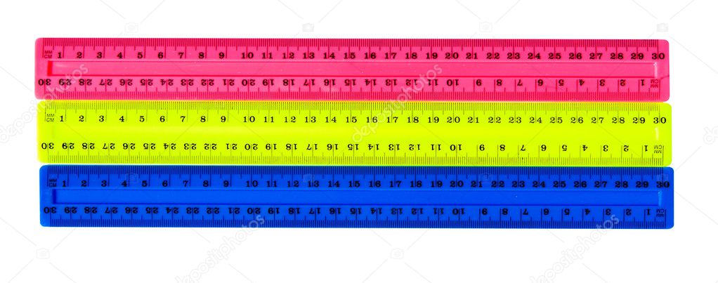 Three color plastic rulers