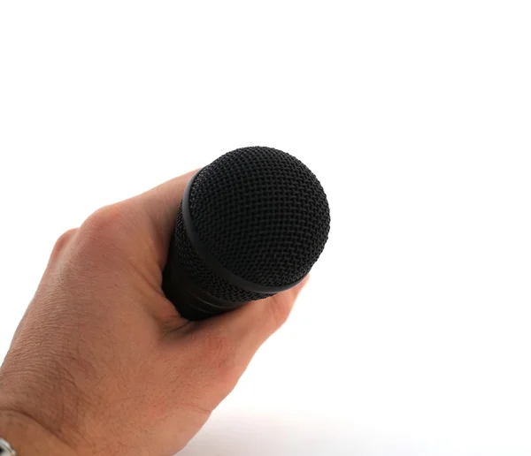 stock image Hand with microphone over white