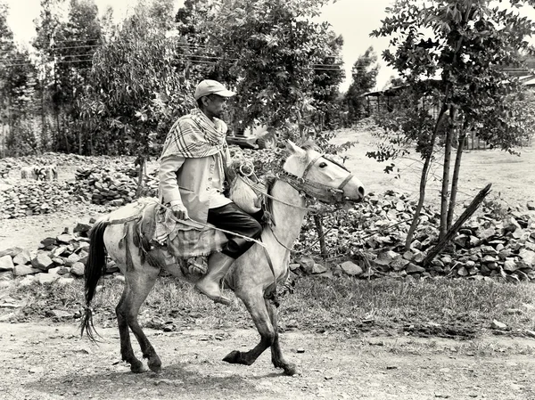 stock image Ethiopian man rides a horse