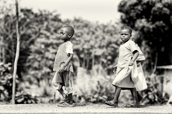 Μπενίν τα παιδιά πηγαίνουν περπατώντας — Φωτογραφία Αρχείου