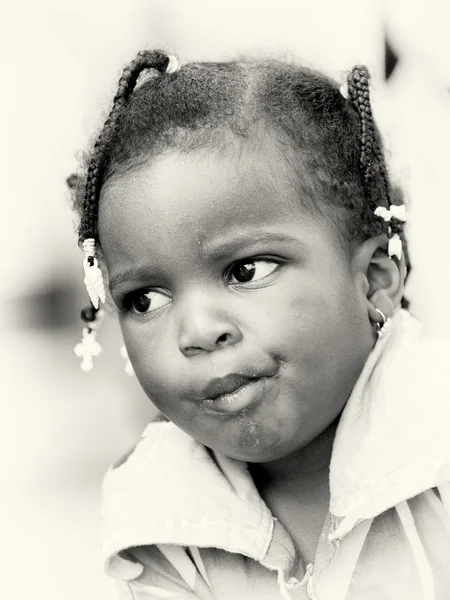 Little baby girl from Benin thinks — Stock Photo, Image
