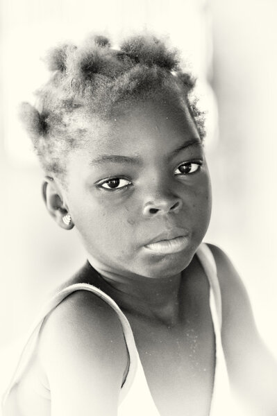 Portrait of Benin girl with rare hair