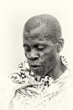 An image of a thinking man from Ghana clipart