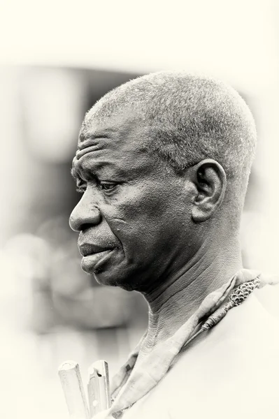 Egy idős férfi Ghána hatalmas ajkak — Stock Fotó