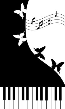 Black and white piano clipart