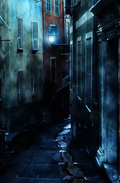 Темный переулок — стоковое фото