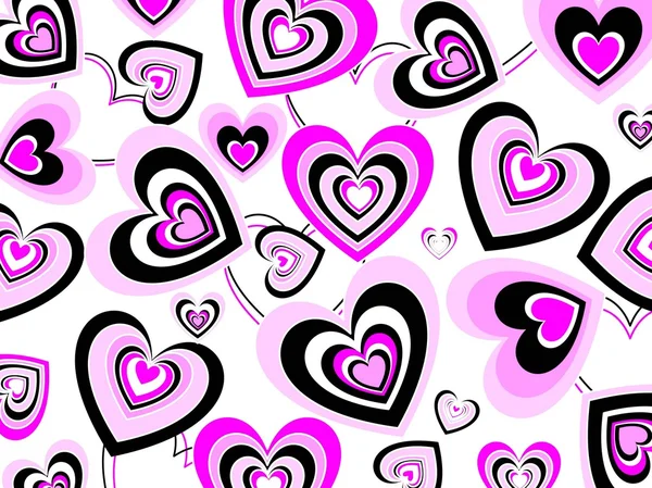 Pink and Black Hearts in Hearts Abstract — Stock Vector