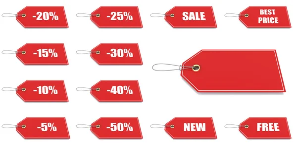 Piros ár és engedmény Címkék — Stock Fotó