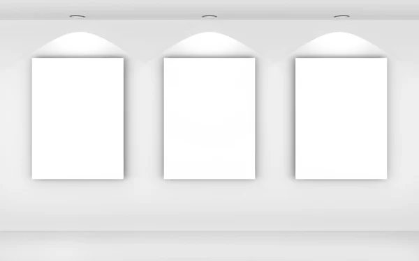3d exhibition of blank pictures — Stock Photo, Image
