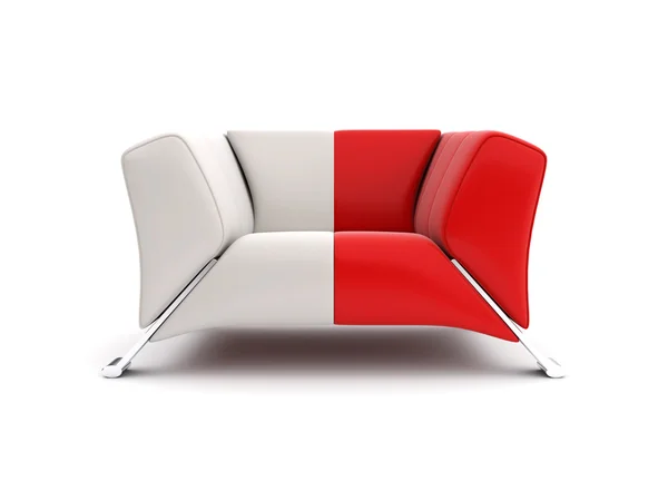 3D biało czerwone krzesło — Zdjęcie stockowe