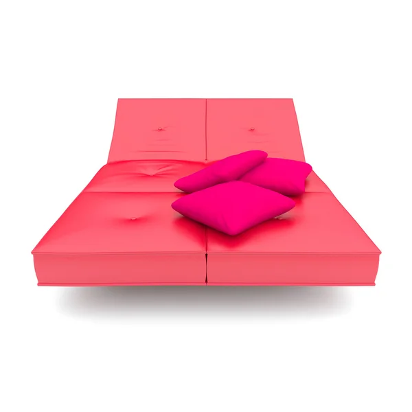 Na białym tle różowy łóżko — Zdjęcie stockowe