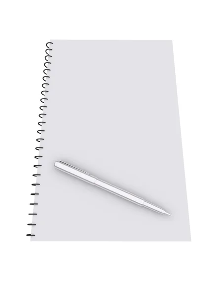 Cuaderno en blanco con lápiz aislado en blanco — Foto de Stock