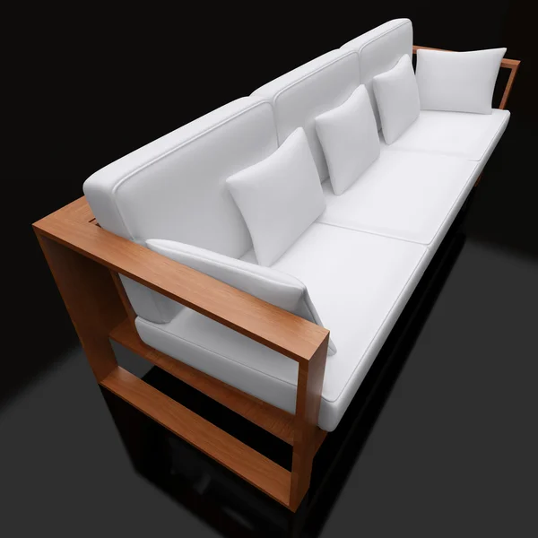 Vit modern soffa på en svart bakgrund — Stockfoto