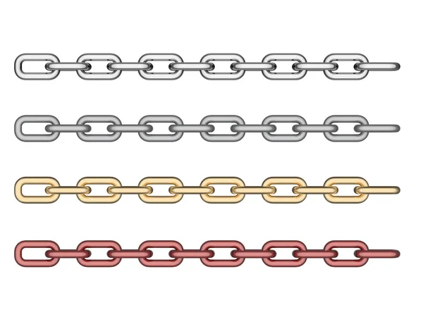 Isolated 3d chains of different materials — Stock Photo, Image